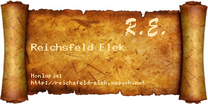 Reichsfeld Elek névjegykártya
